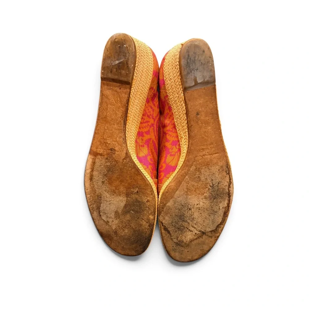 Stuart Weitzman Theodora Callum Wedge 9 - 9.5 Pink Orange Medallion Espadrille